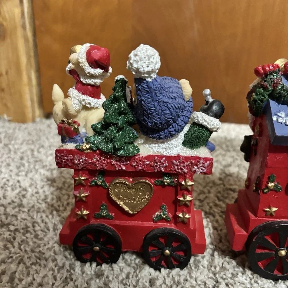 VTG Resin Christmas Train Set Santa Toys Children Presents Original Box